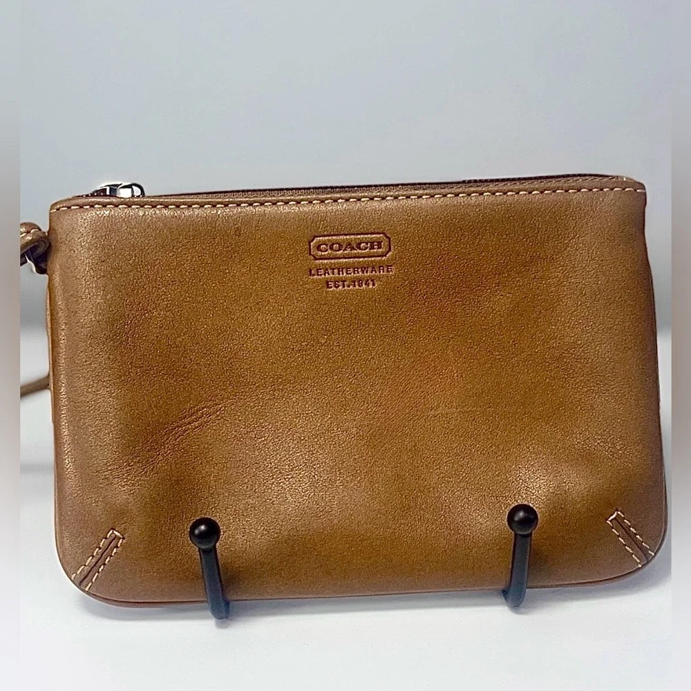 Vintage COACH Brown Leather Wristlet Pouch 6x4